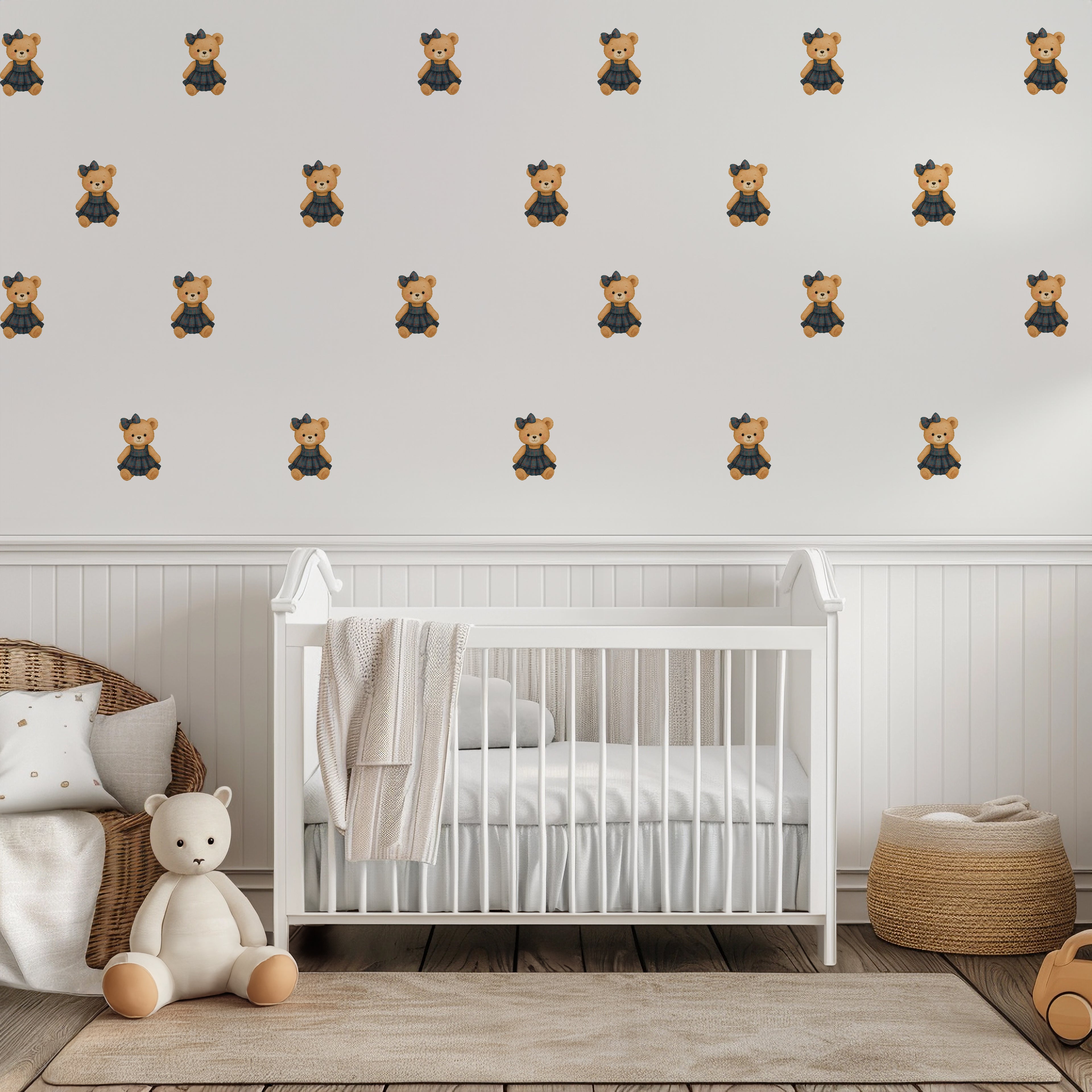 Plaid Dress Bear Wall Decals