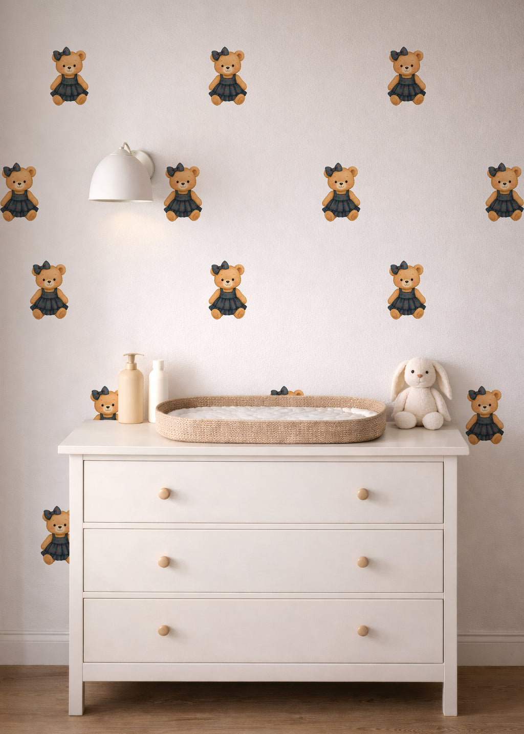 Plaid Dress Bear Wall Decals