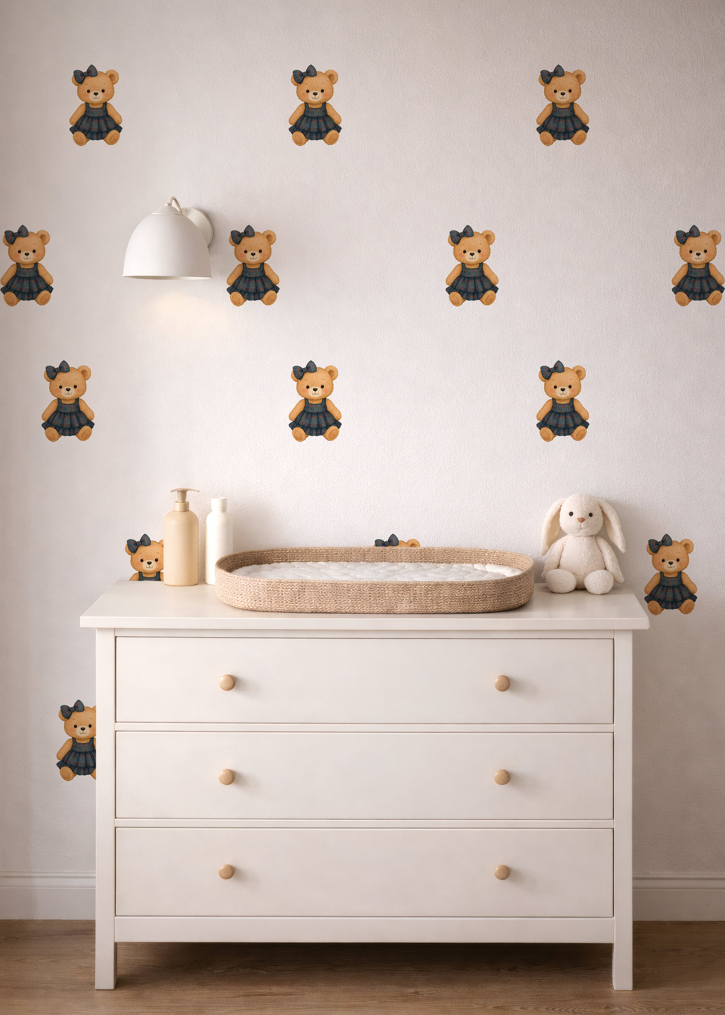 Plaid Dress Bear Wall Decals