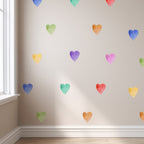 Rainbow Watercolor Hearts Wall Decals