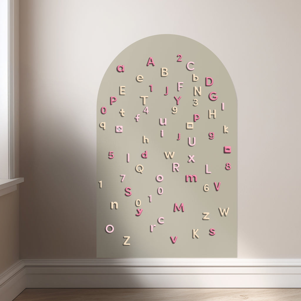 Pink Bubble Letters Alphabet Magnet Set - ABC Letters For Magnet Magic Wall & More