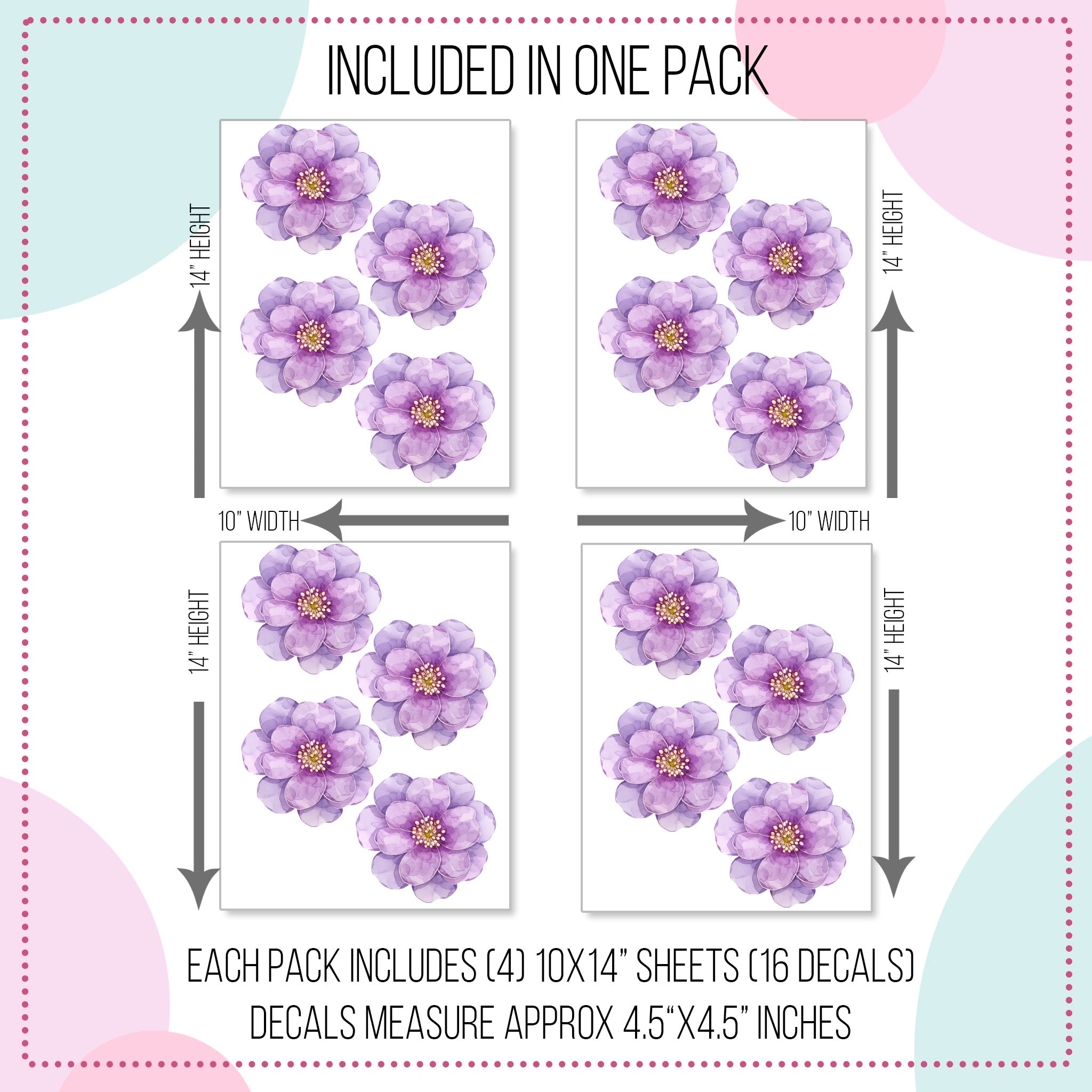 Purple Anemone Flower Wall Decals