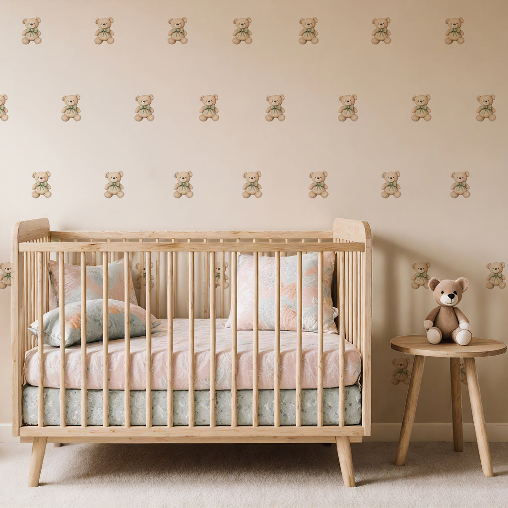Sage Bow Bear Wall Decals