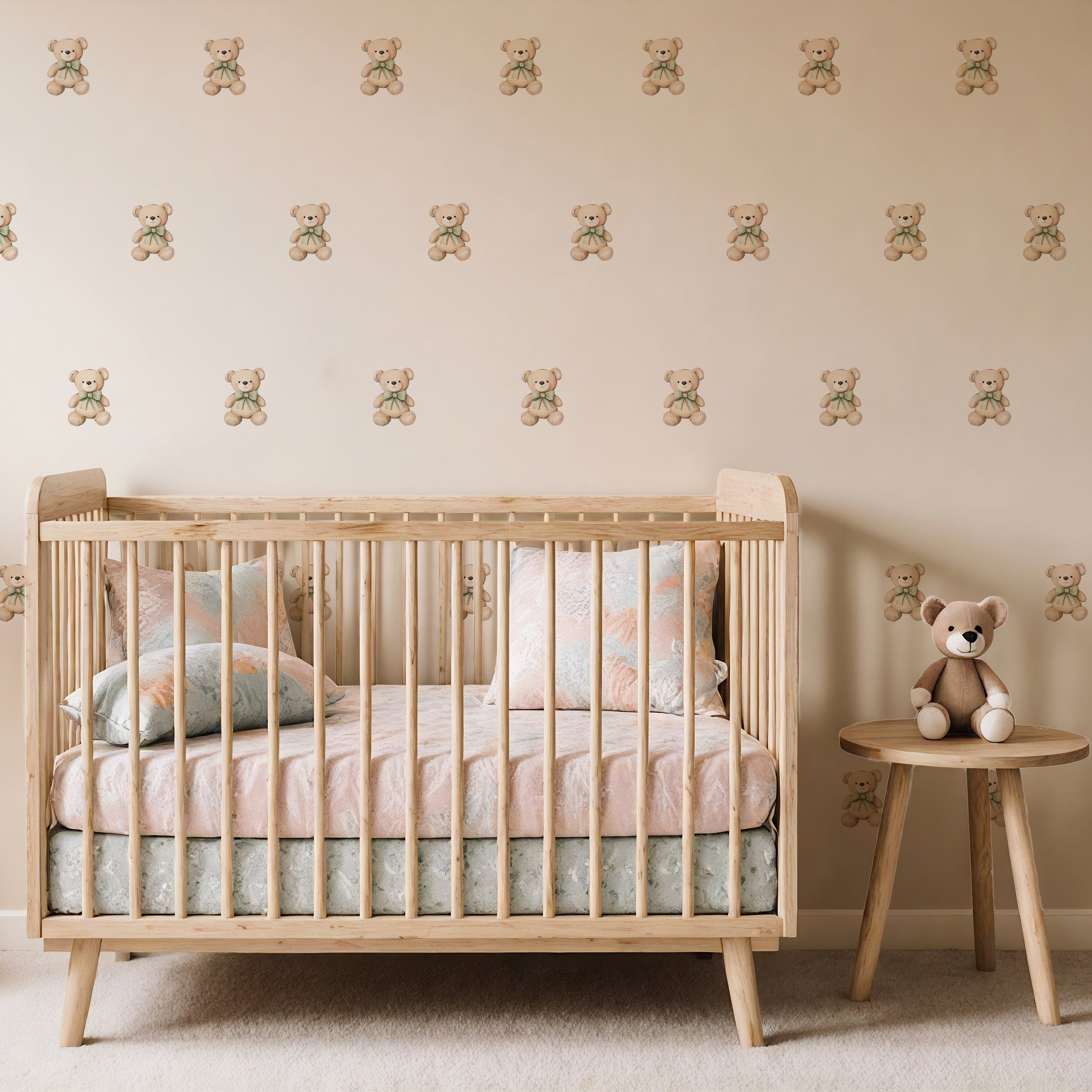 Sage Bow Bear Wall Decals