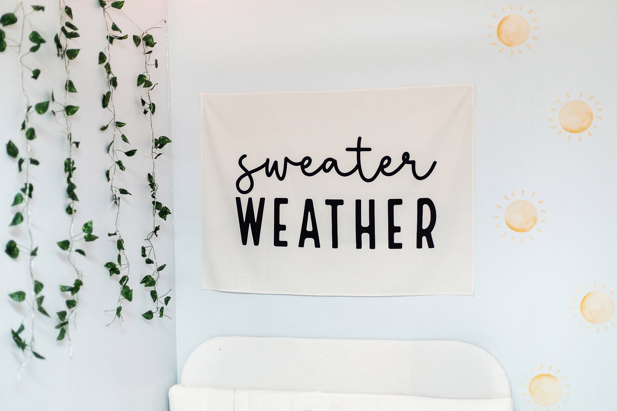 Fabric Tapestry Banner, Sweater Weather, Kids Wall Art Room Decor