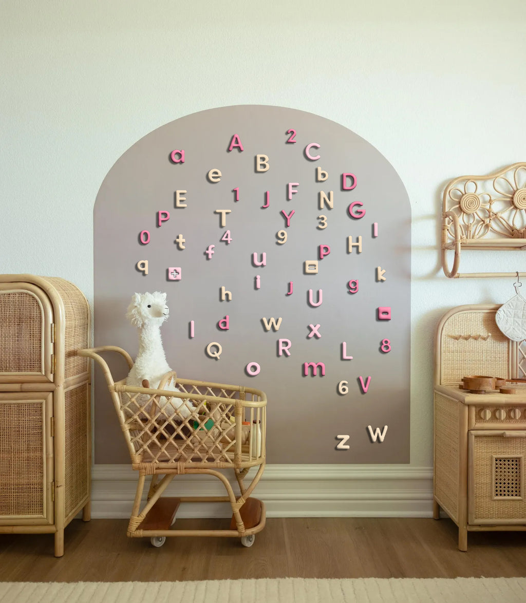 Pink Bubble Letters Alphabet Magnet Set - ABC Letters For Magnet Magic Wall & More