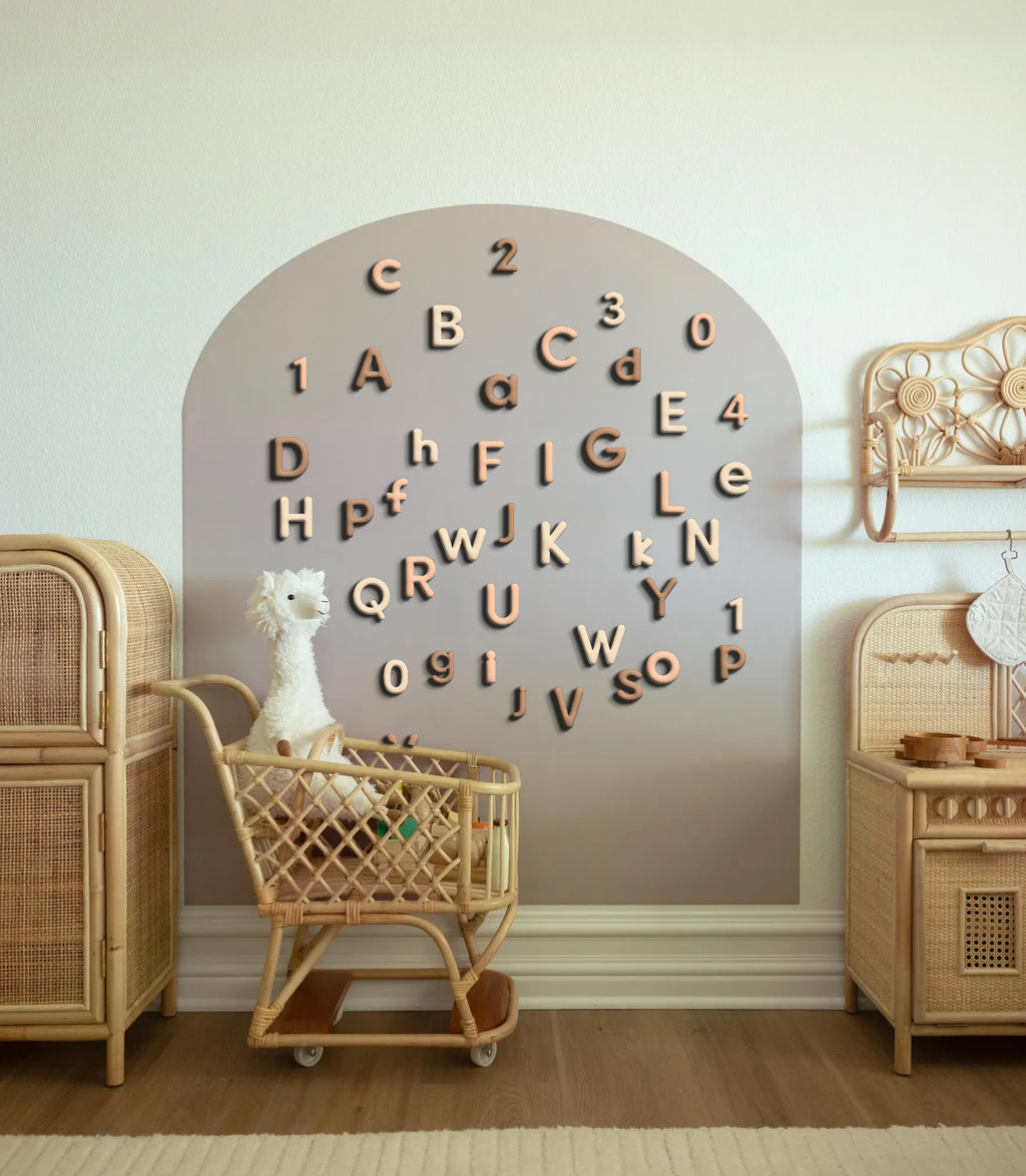 Beige Bubble Letters Alphabet Magnet Set - ABC Letters For Magnet Magic Wall & More