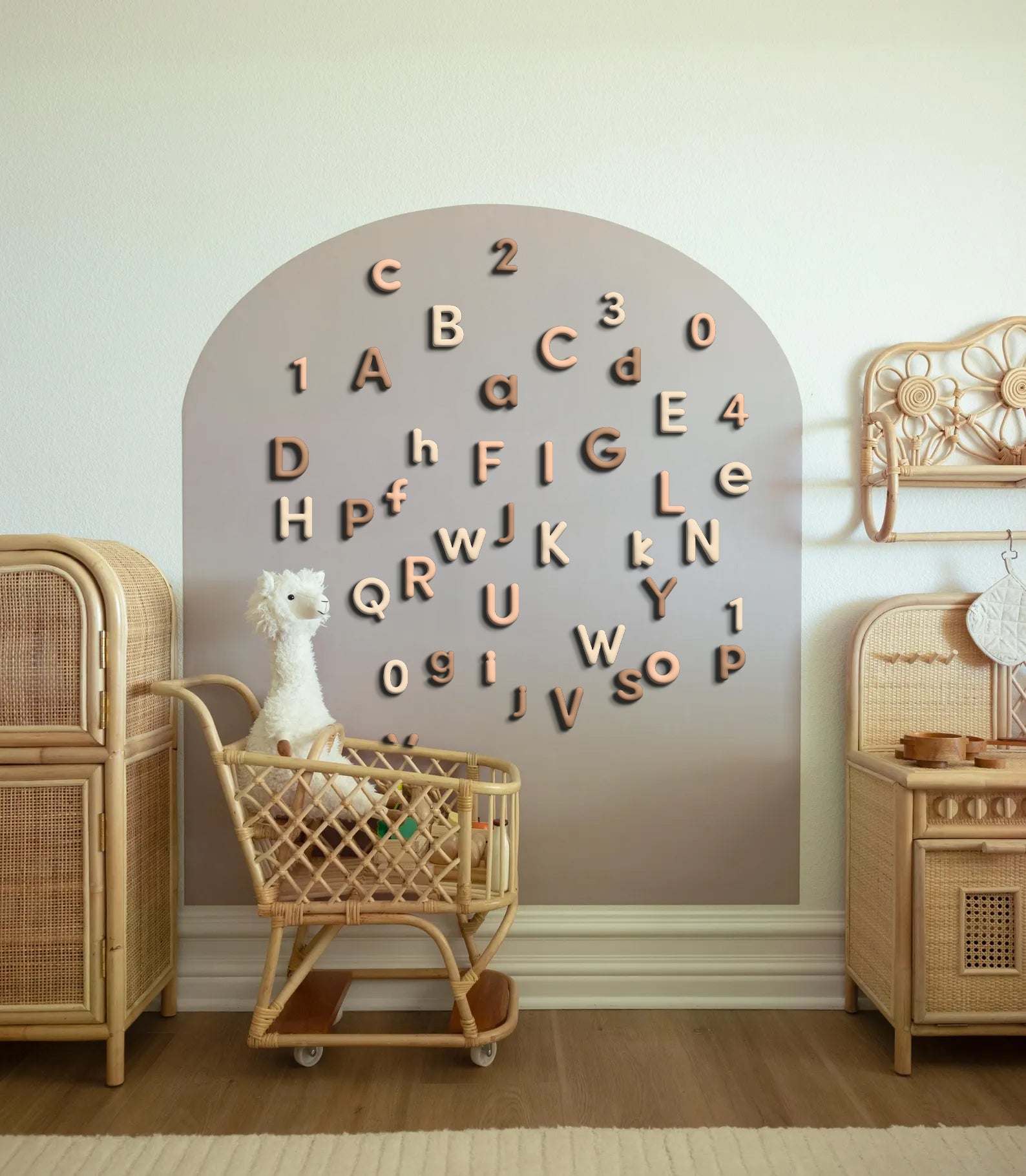 Beige Bubble Letters Alphabet Magnet Set - ABC Letters For Magnet Magic Wall & More