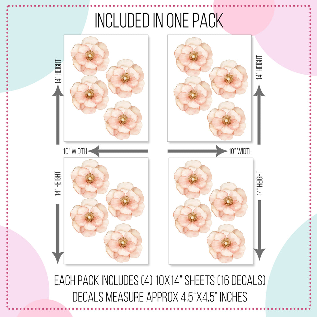 Watercolor Peach Flower Wall Decals