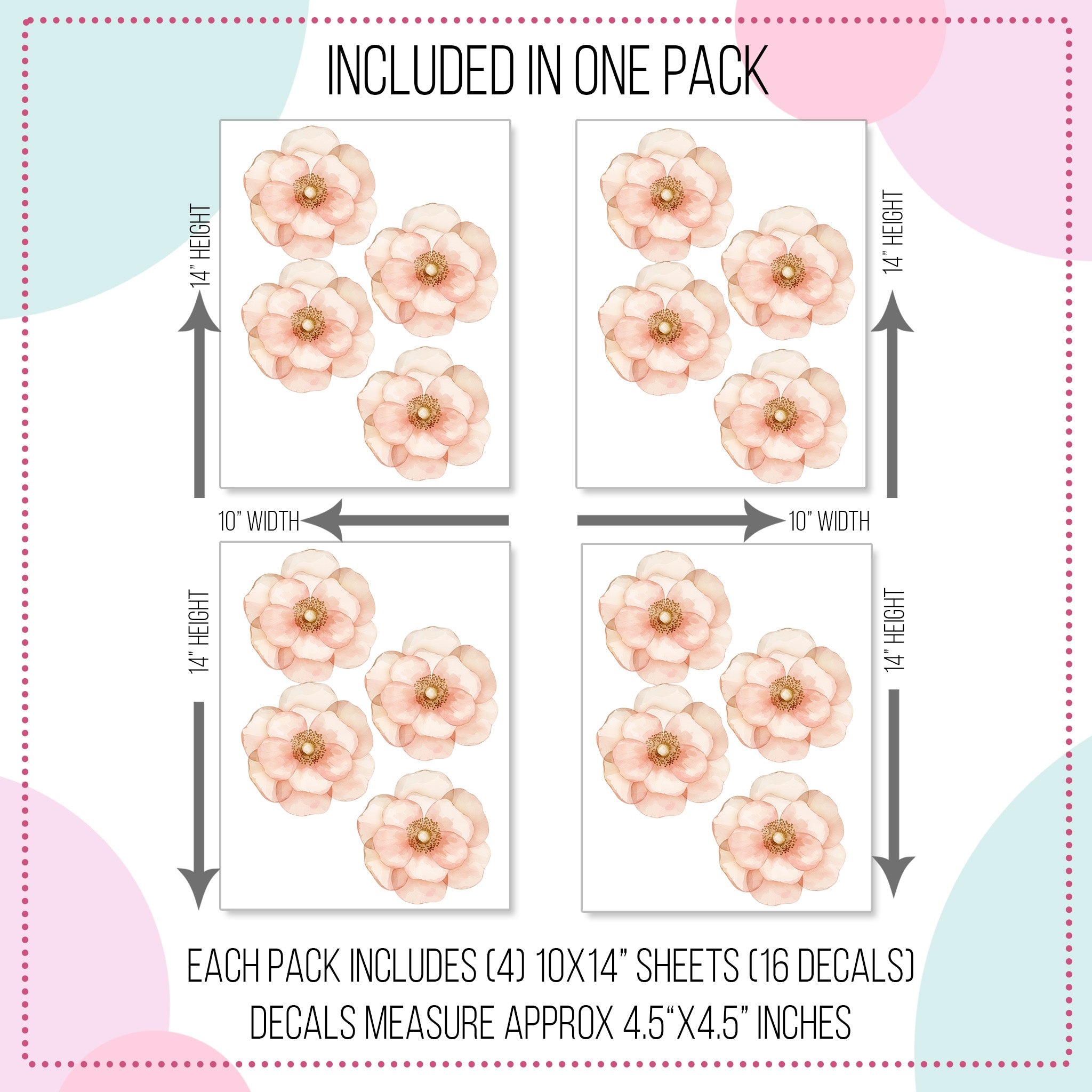 Watercolor Peach Flower Wall Decals