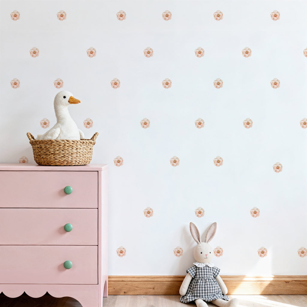 Watercolor Peach Flower Wall Decals