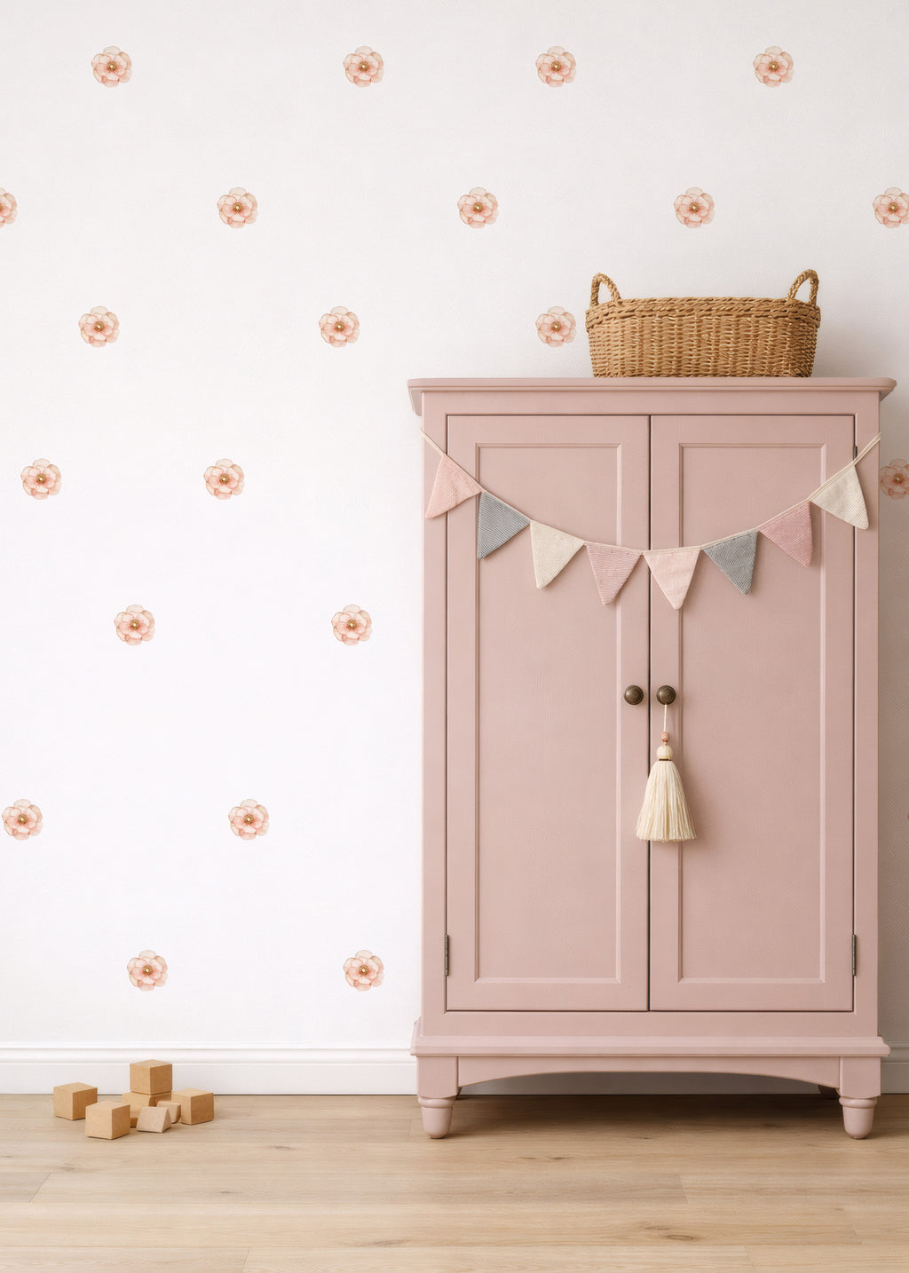 Watercolor Peach Flower Wall Decals