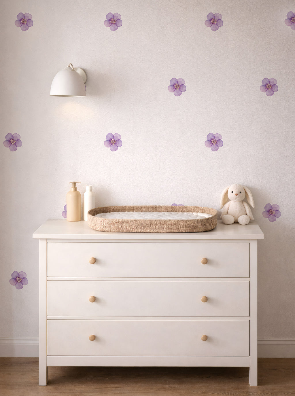 Watercolor Purple Geranium Wall Decals