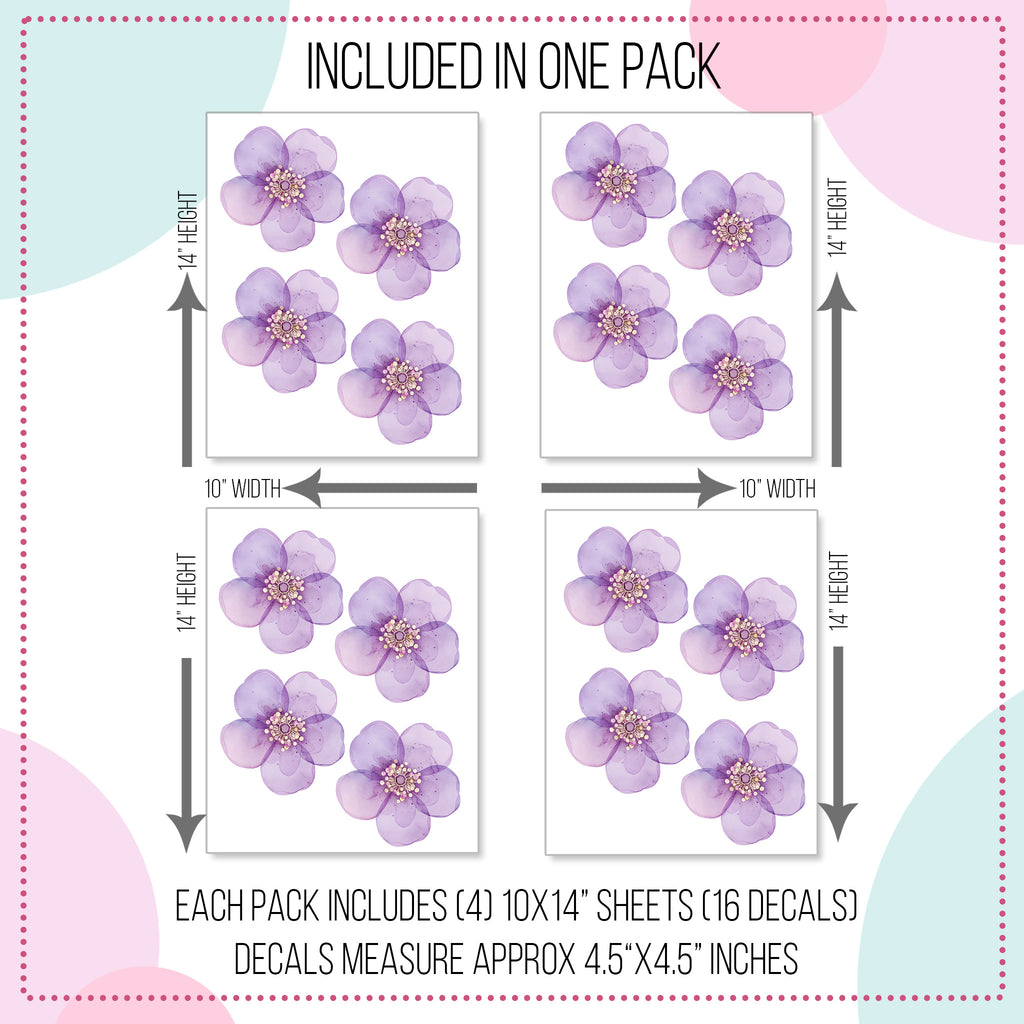 Watercolor Purple Geranium Wall Decals