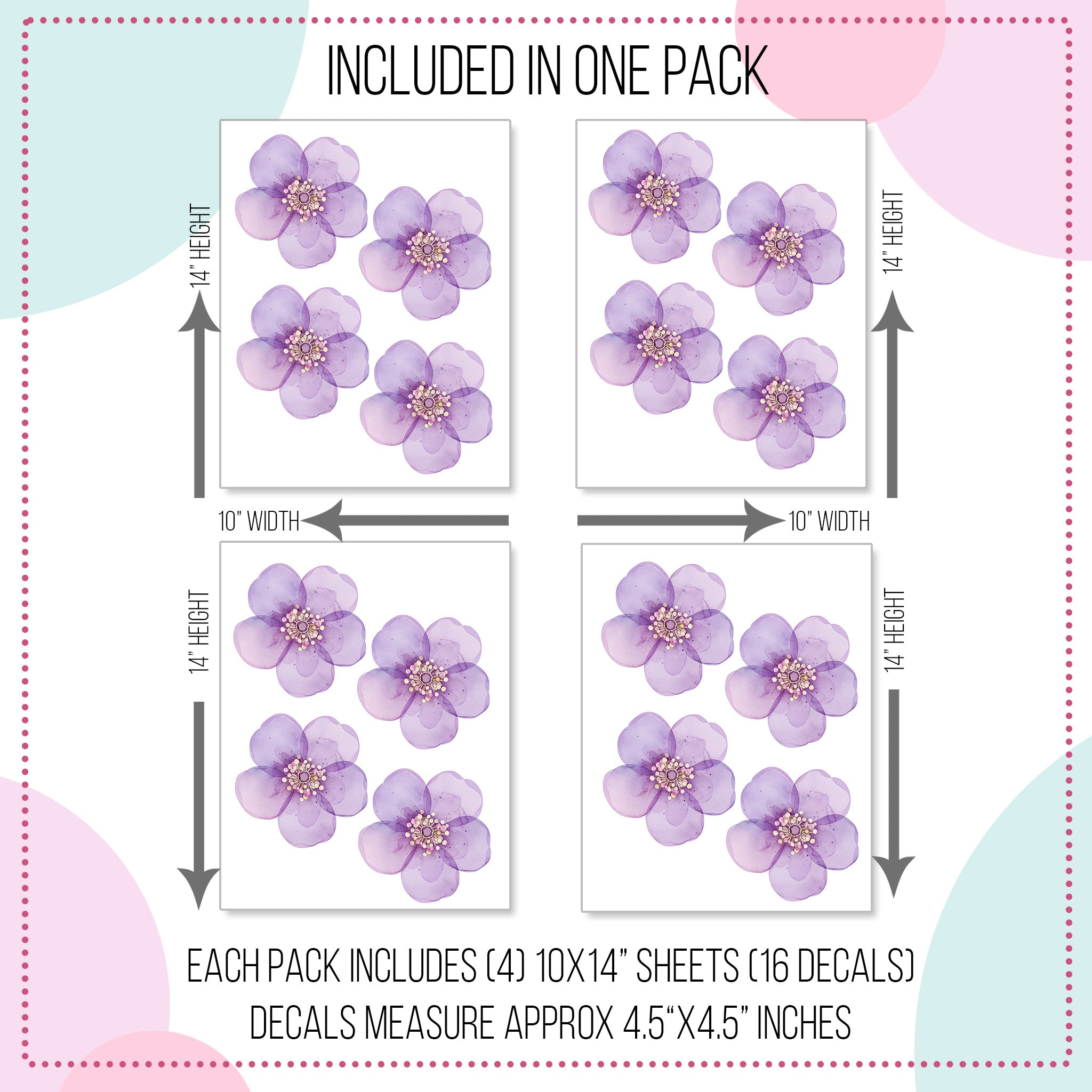 Watercolor Purple Geranium Wall Decals