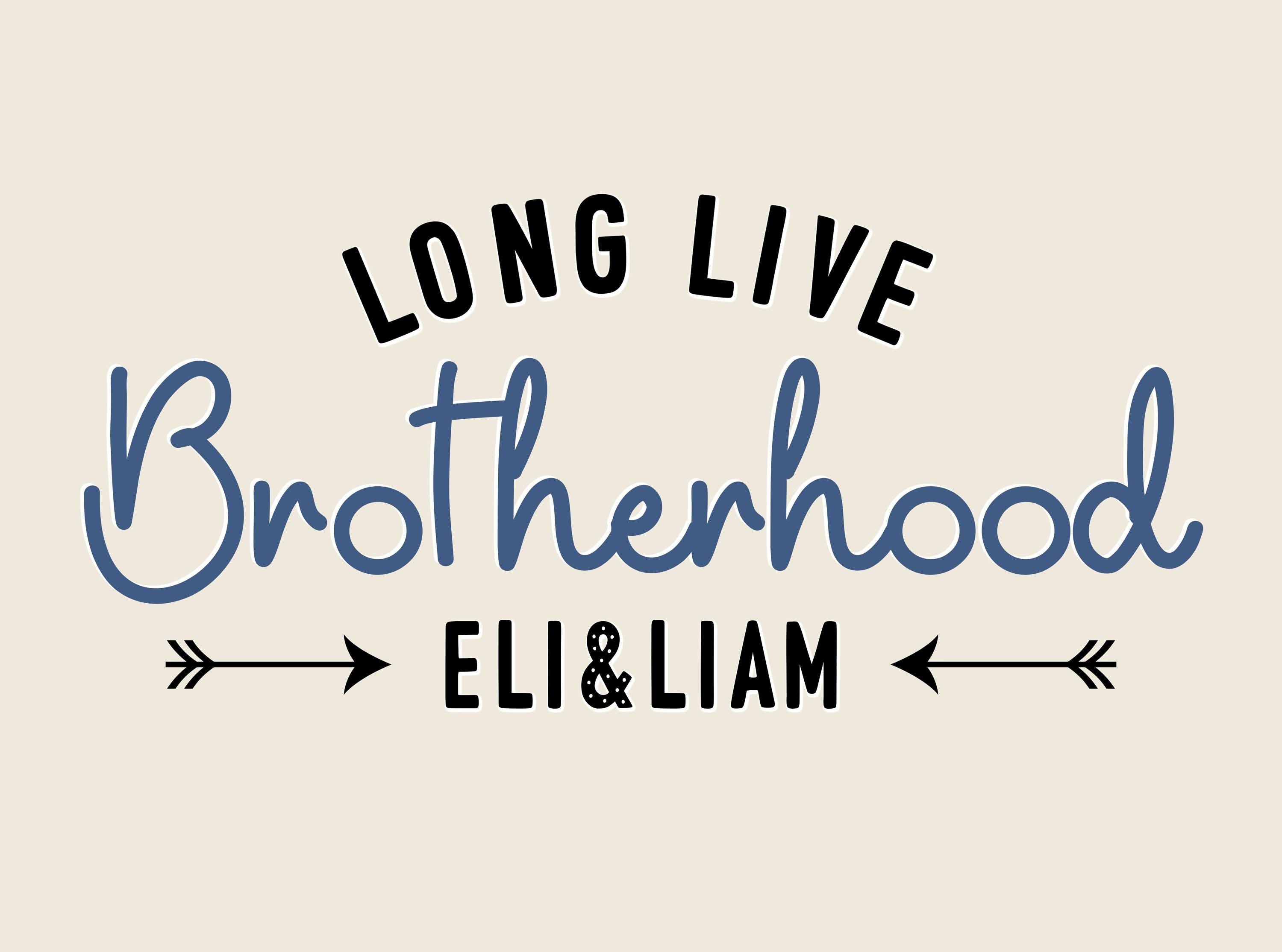 Fabric Tapestry Banner, Long Live Brotherhood Names Personalized, Kids Wall Decor, Children's Wall Art