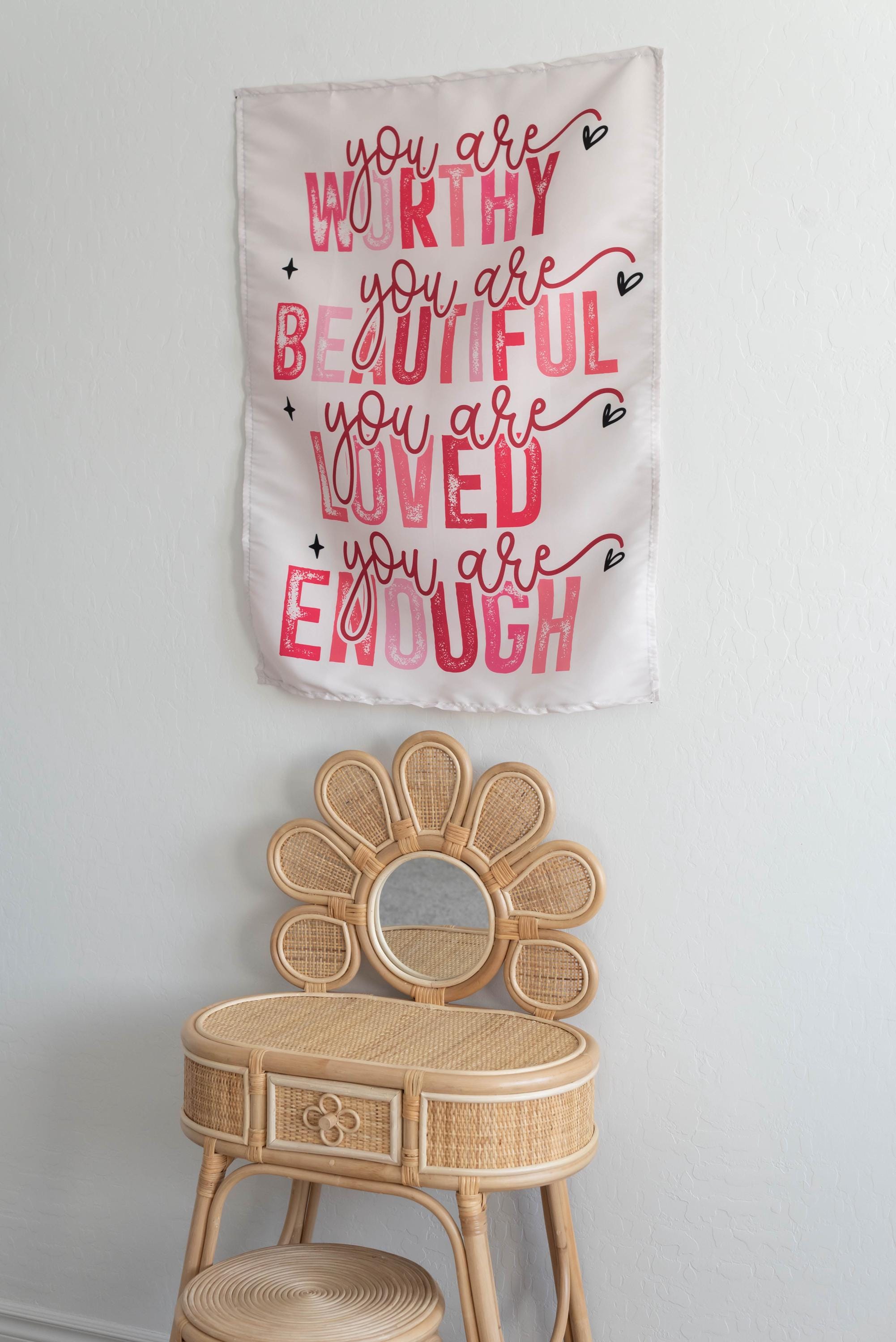 You Are Worthy Fabric Tapestry Banner: Kids Room Wall Art