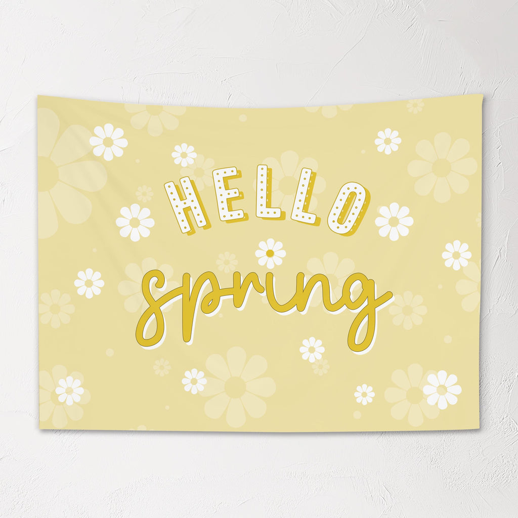 Fabric Tapestry Banner, Hello Spring, Kids Wall Art Room Decor, Childrens Wall Art