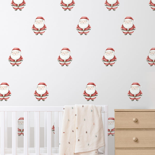 Cute Santa Wall Decals, Nursery Wall Decor, Reusable & Removable Fabric Wall Stickers