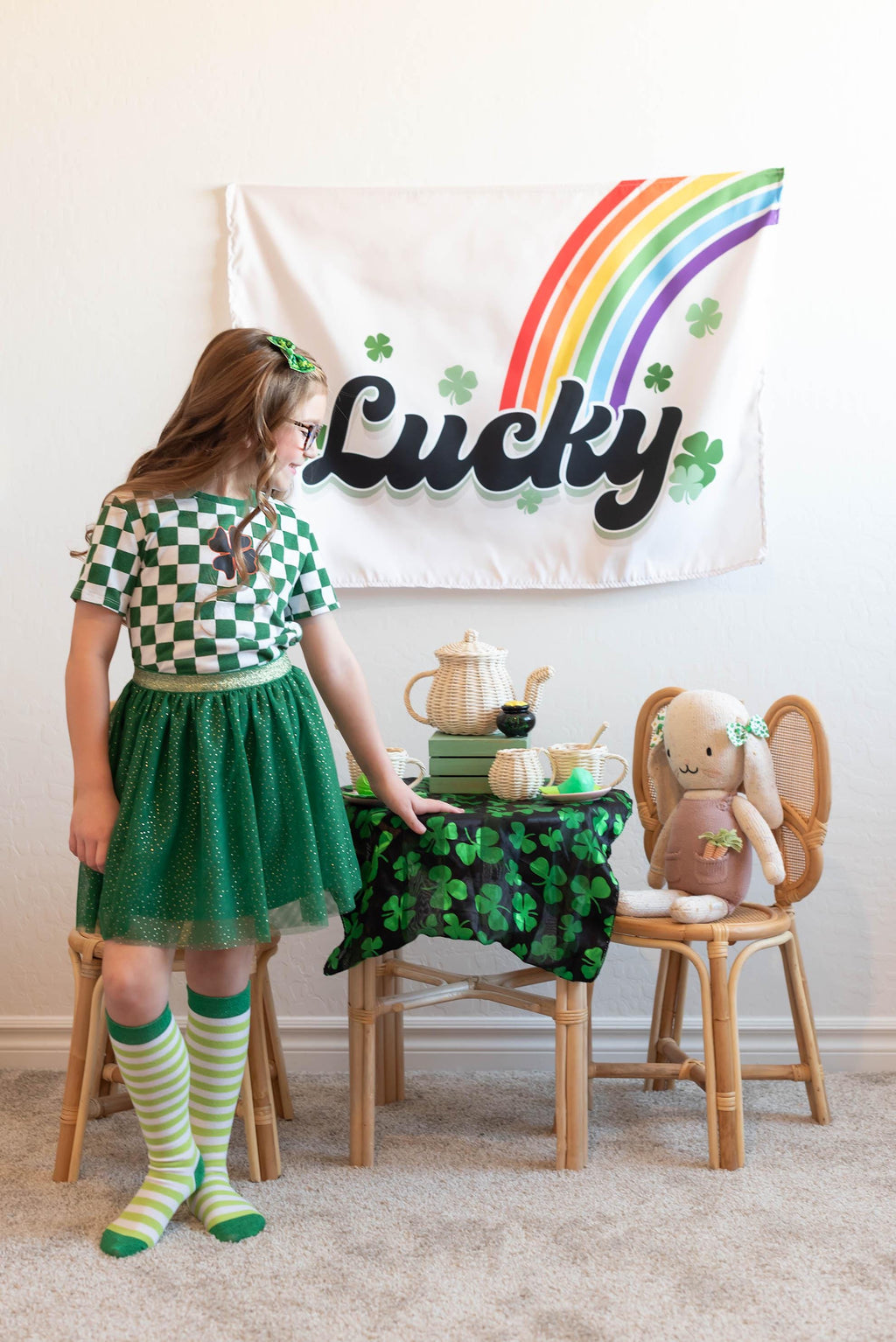 Fabric Tapestry Banner, Lucky, Kids Wall Art Room Decor, Children's Wall Art