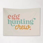 Fabric Tapestry Banner, Egg Hunting Crew , Kids Wall Art Room Decor