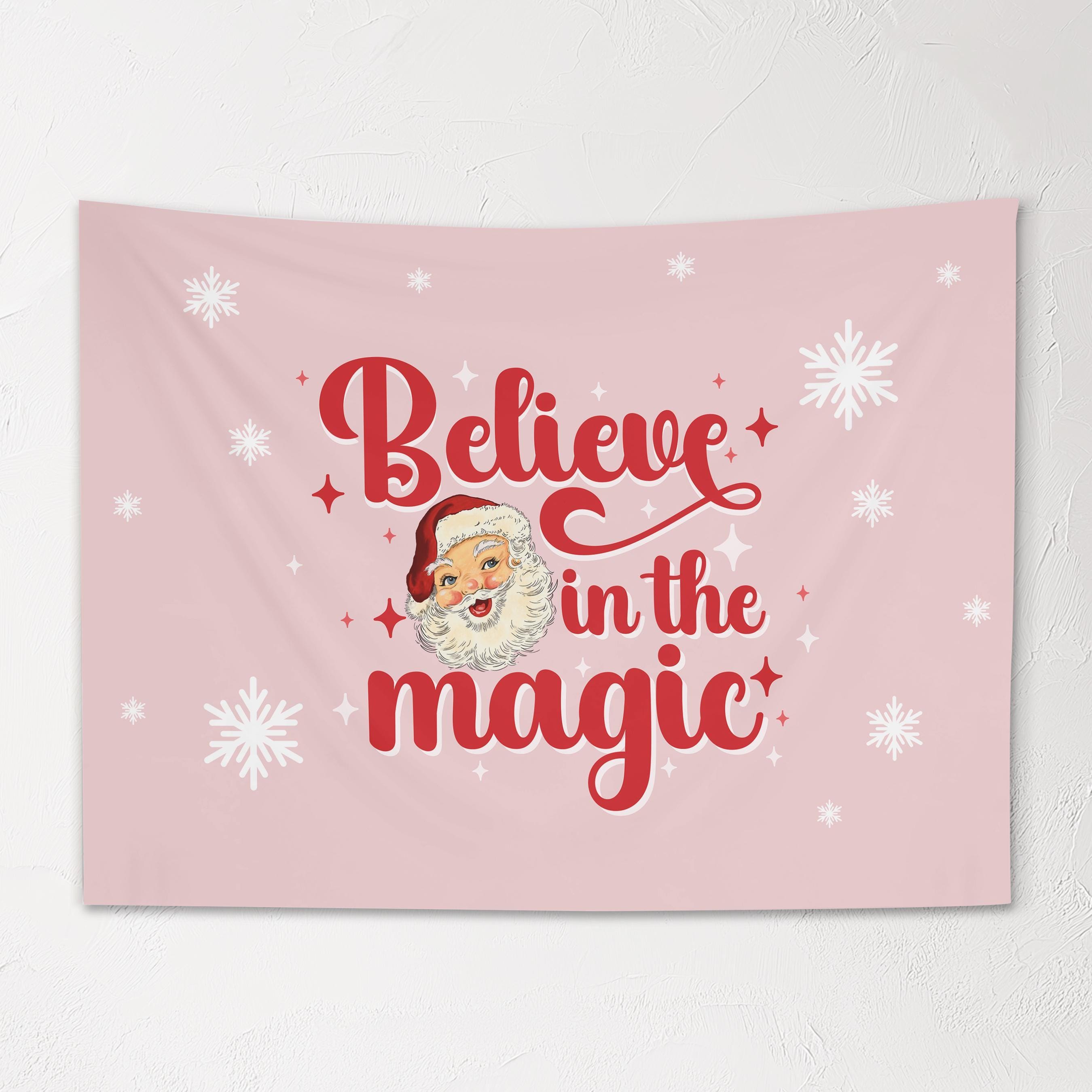 Christmas Banner, Believe in the Magic, Kids Fabric Tapestry, Wall art Room Decor