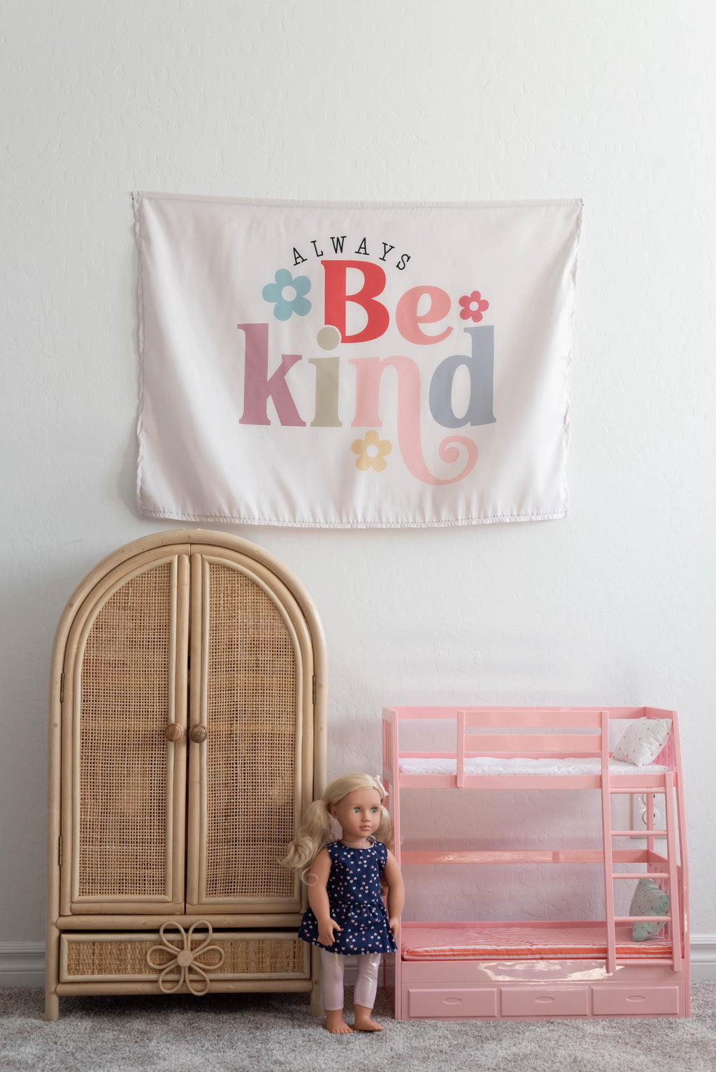 Fabric Tapestry Banner, Always Be Kind, Kids Wall Art Room Decor