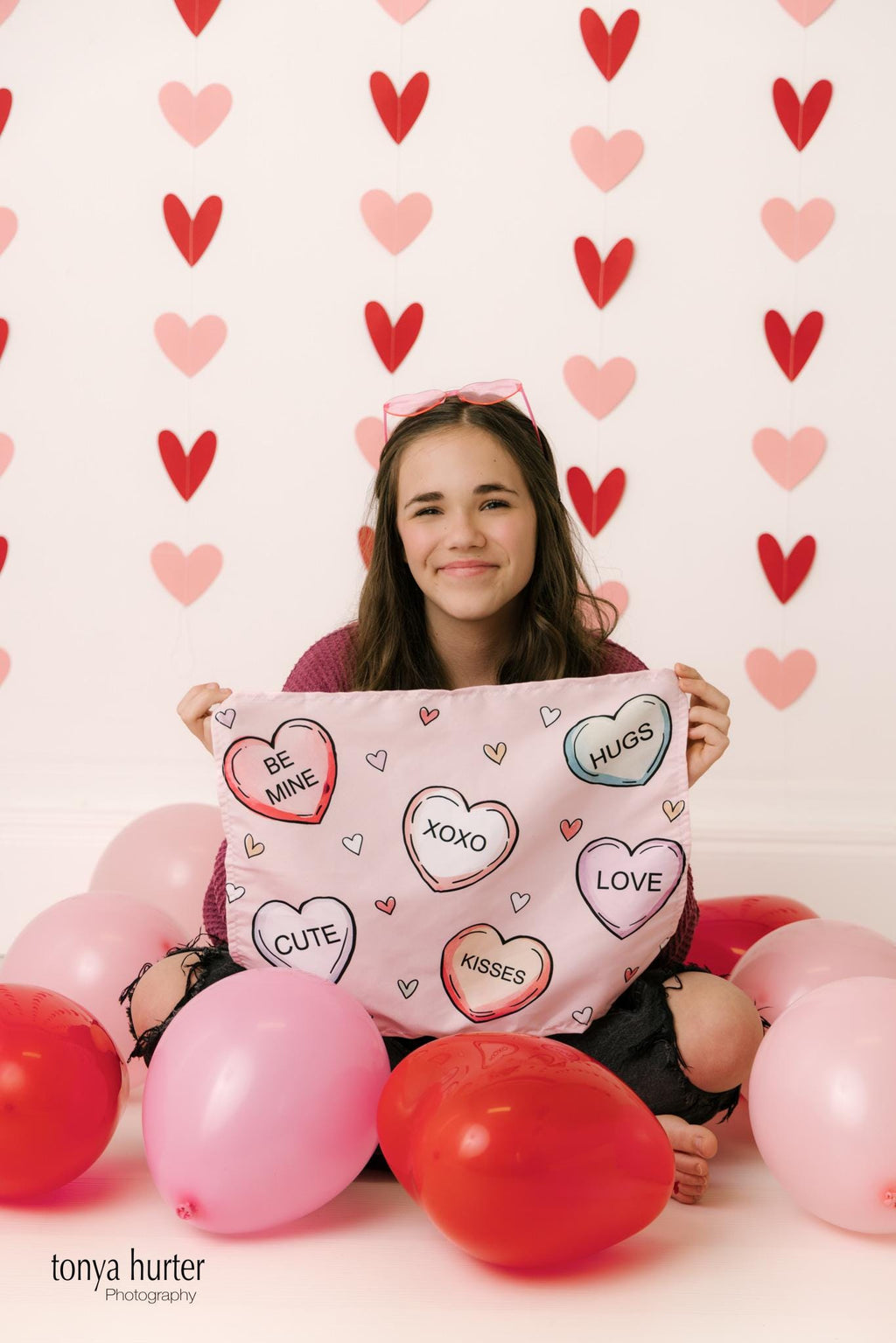 Fabric Tapestry Banner, Conversation Hearts , Kids Wall Art Room Decor, Children's Wall Art