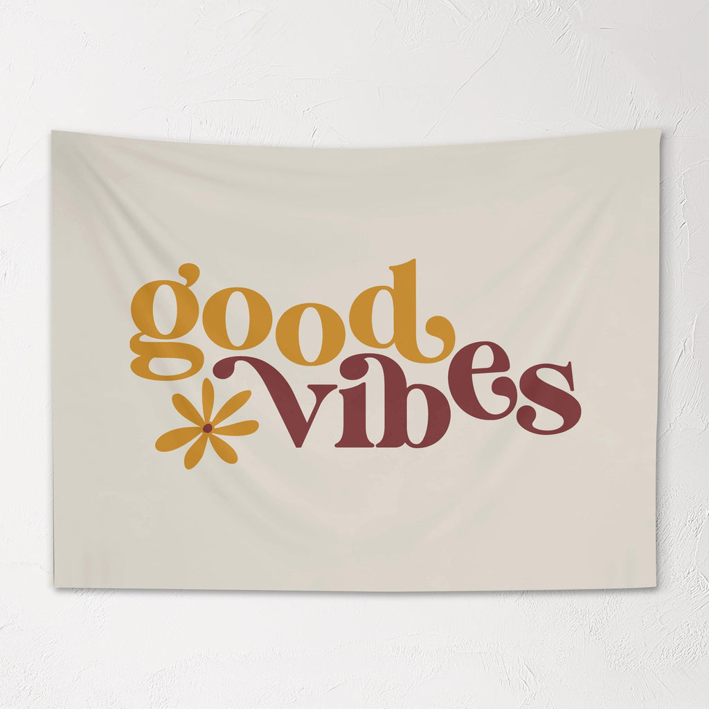 Fabric Tapestry Banner, Good Vibes , Kids Wall Art Room Decor