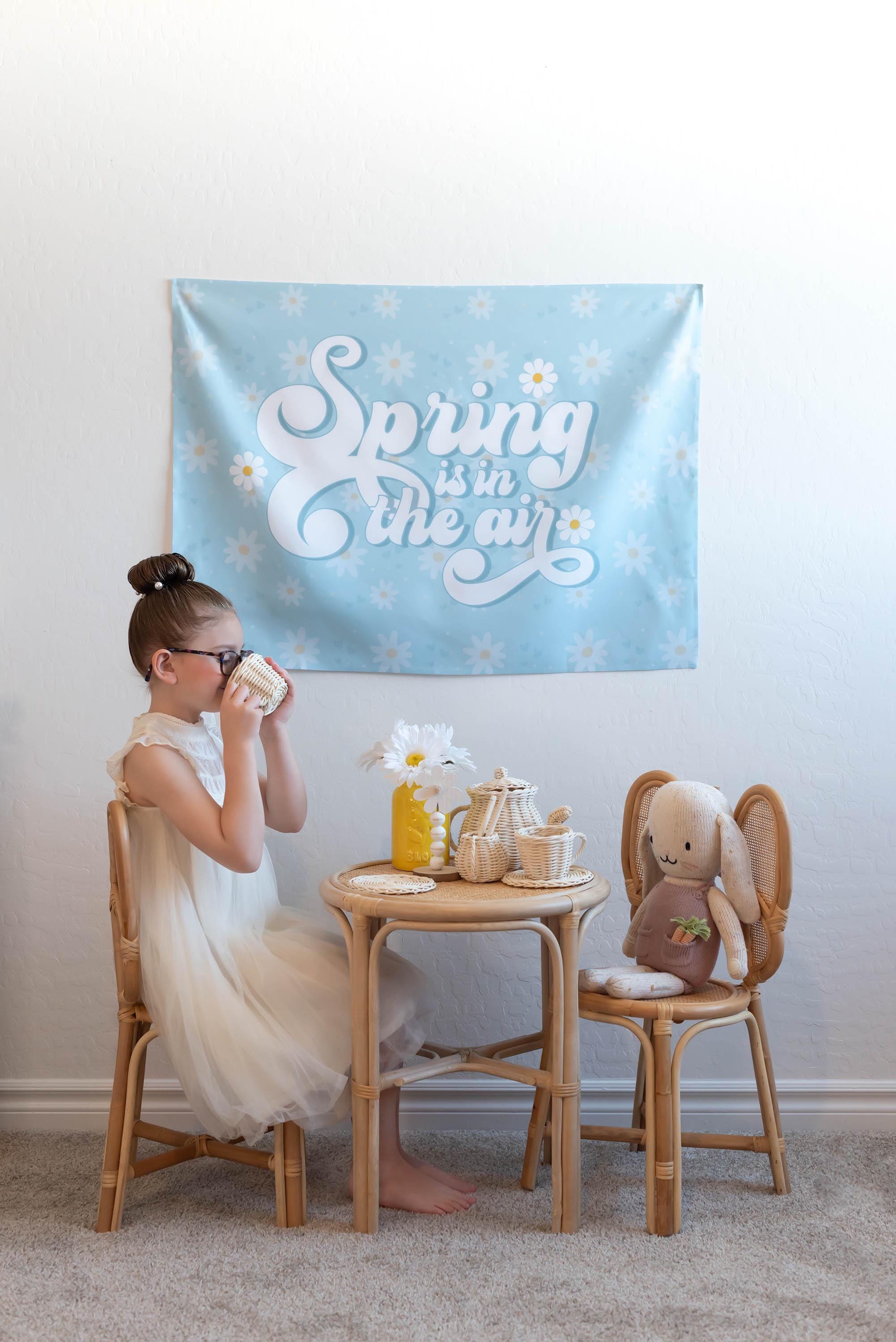 Fabric Tapestry Banner, Spring Is In The Air, Kids Wall Art Room Decor, Children's Wall Art