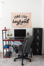 Fabric Tapestry Banner, Long Live Boyhood BEIGE, Kids  Wall Art Decor, Children's Wall Art