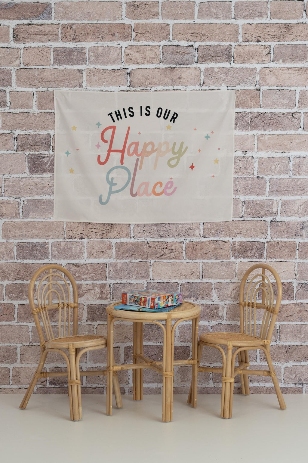 Fabric Tapestry Banner, This is Our Happy Place, Kids Wall Art Room Decor