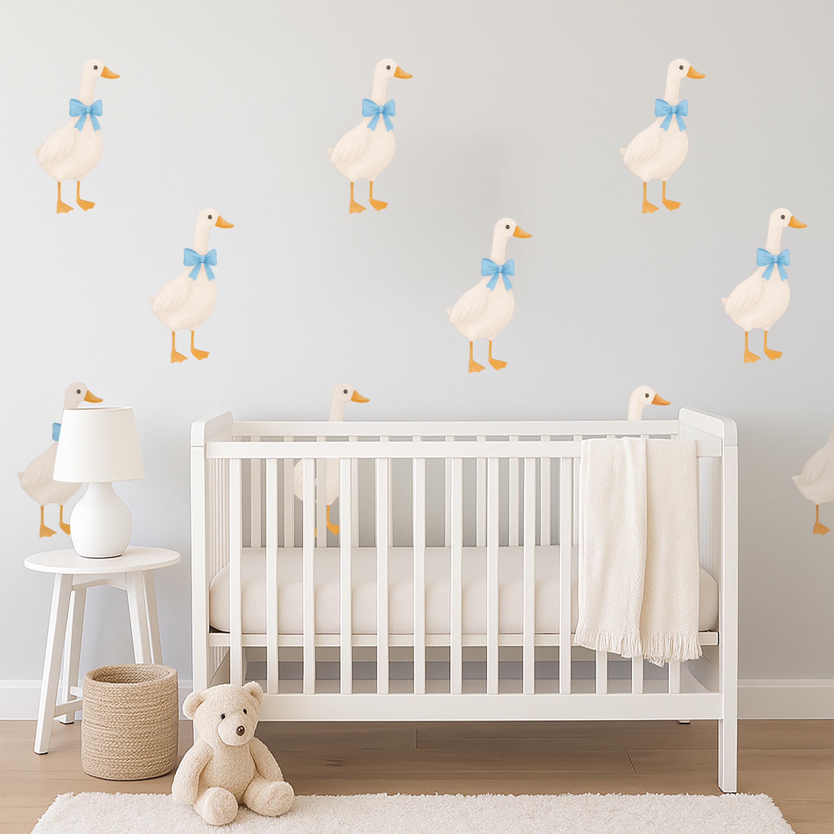 Watercolor Geese With Bows Wall Decals