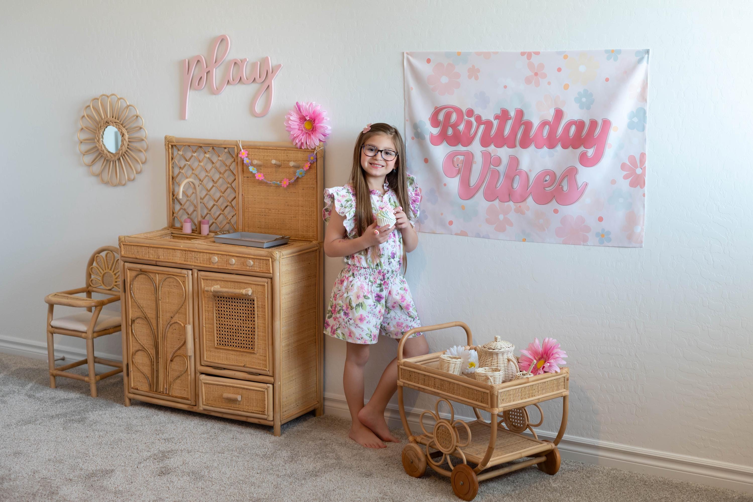 Fabric Tapestry Banner, Birthday Vibes, Kids Wall Art Room Decor, Children's Wall Art