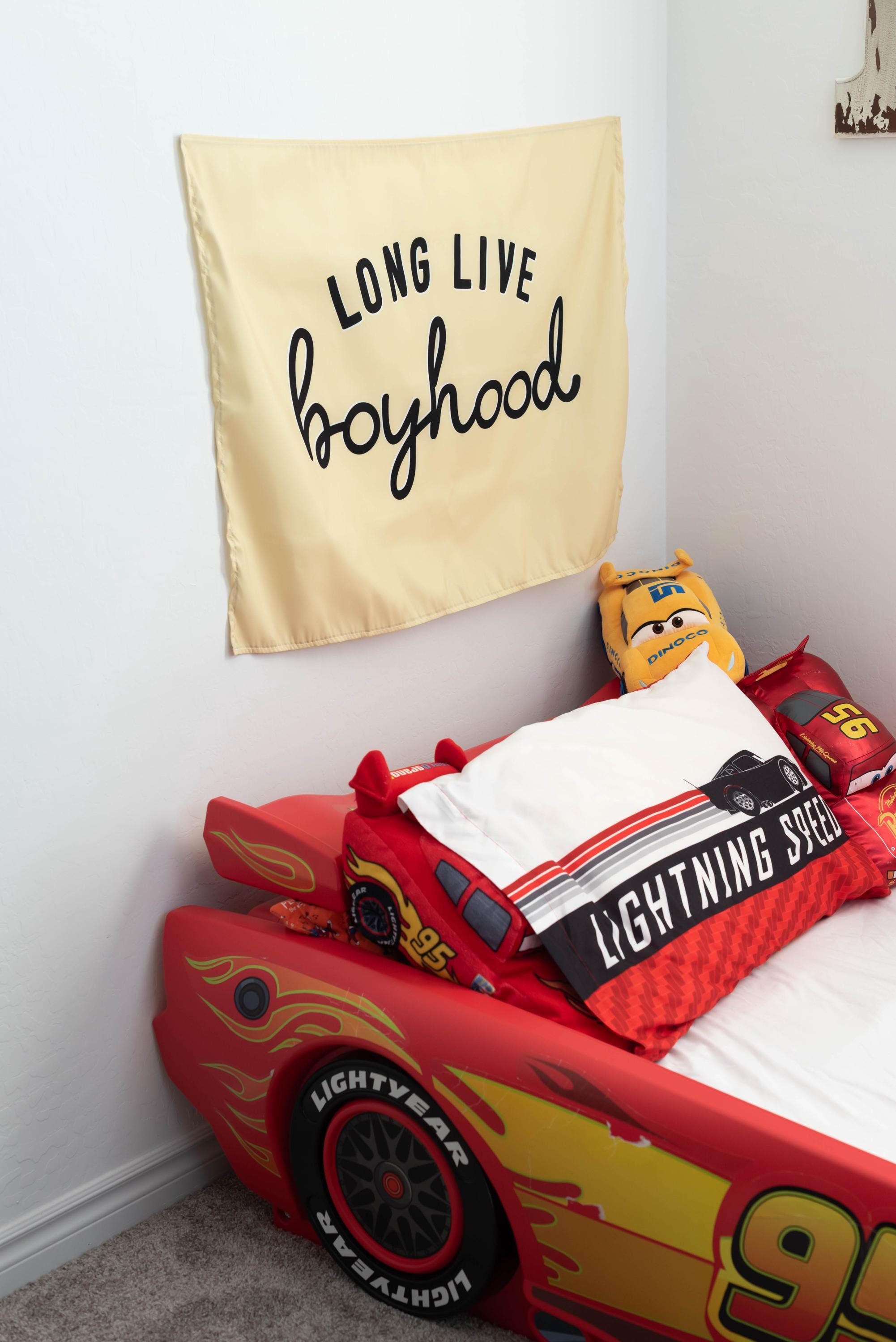 Fabric Tapestry Banner, Long Live Boyhood Yellow, Kids  Wall Art Decor