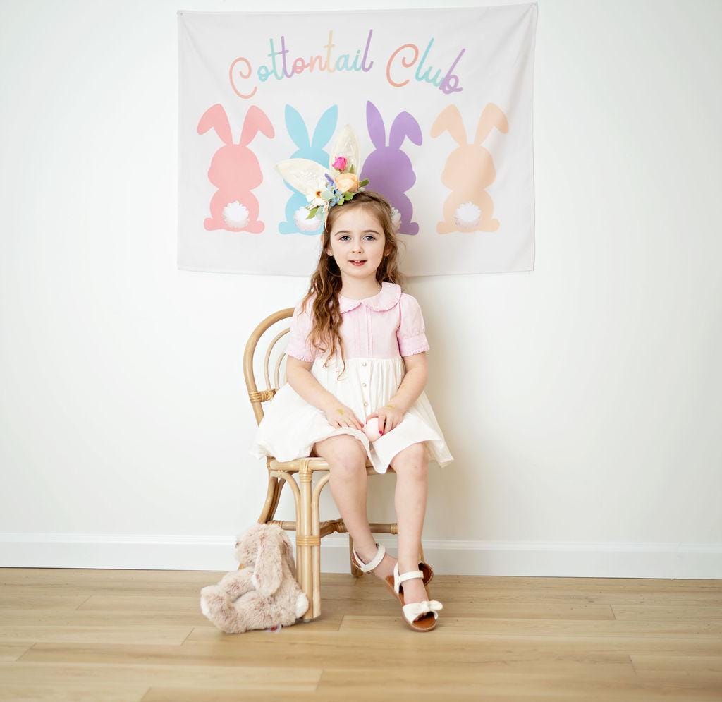 Fabric Tapestry Banner, Cottontail Club, Kids Wall Art Room Decor, Children's Wall Art