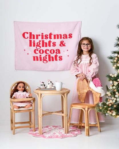 Christmas Banner, Christmas Lights & Cocoa Nights, Kids Fabric Tapestry