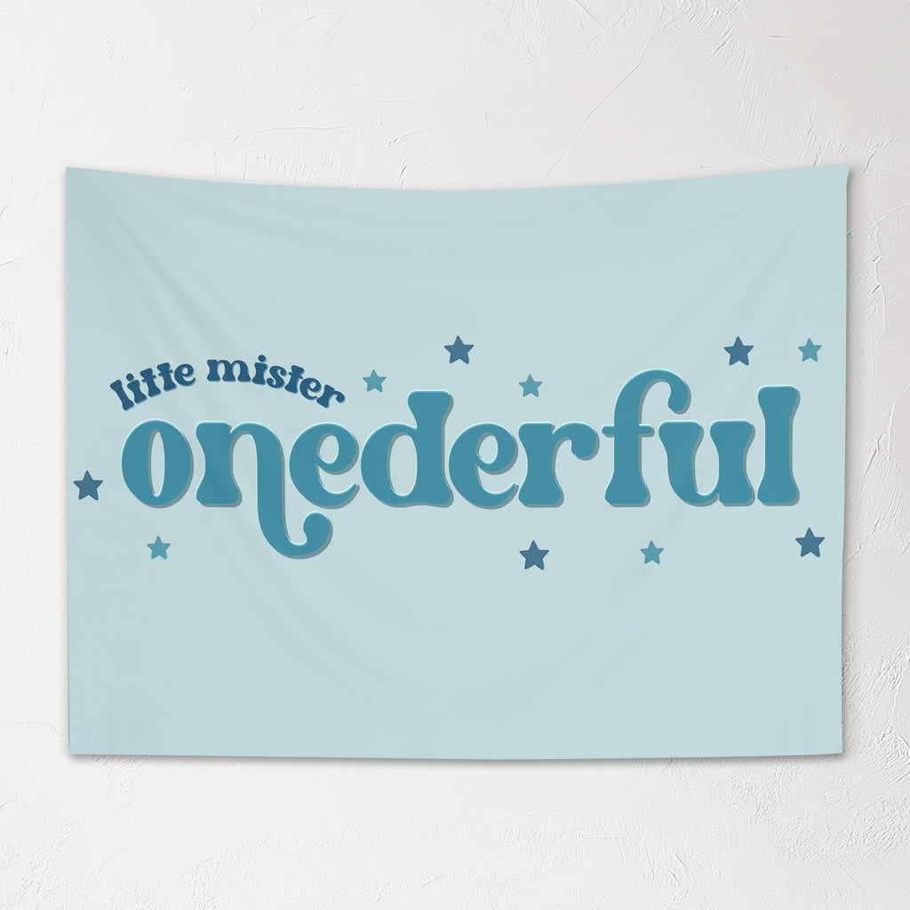 Fabric Tapestry Banner, Little Mister Onederful, Kids Wall Art Room Decor