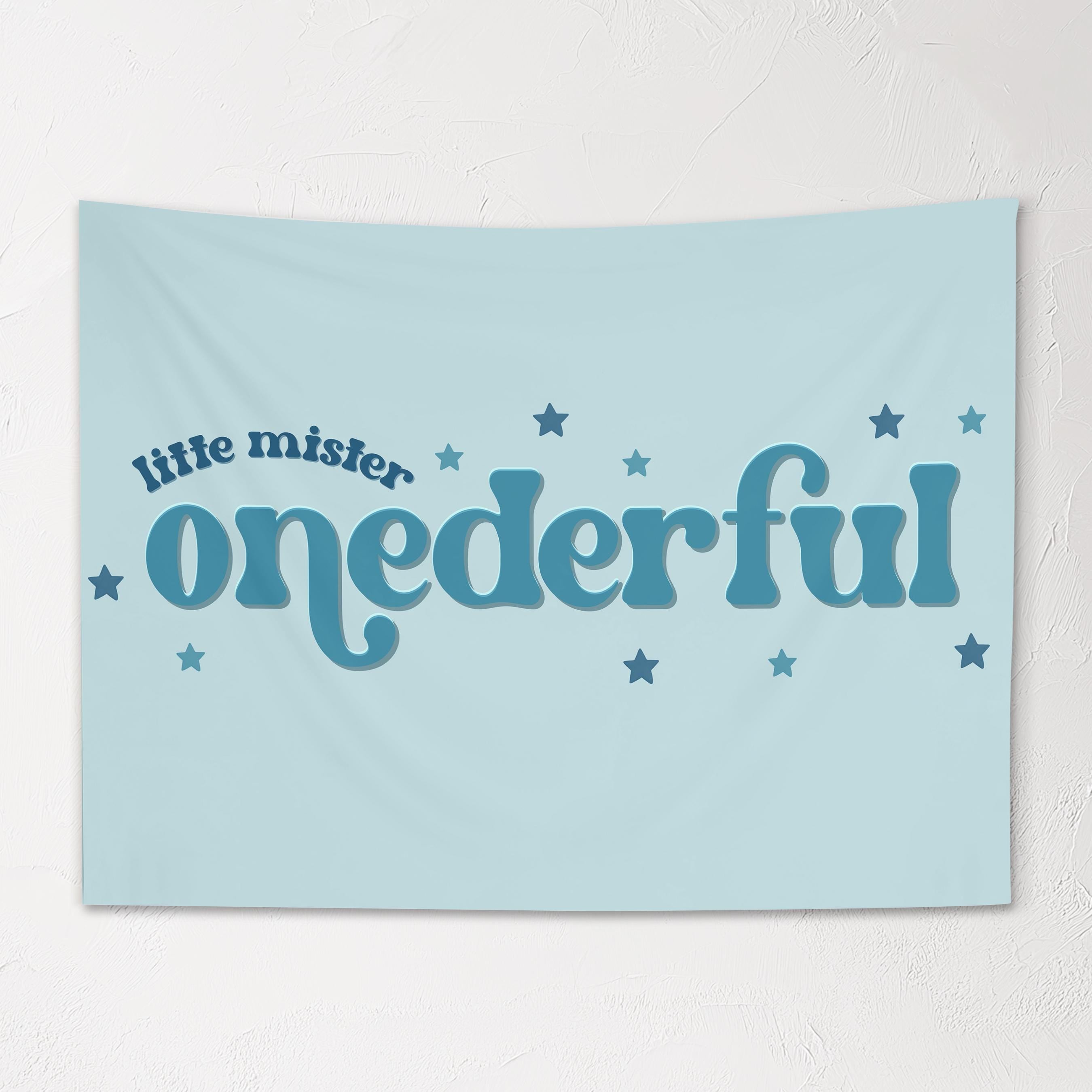 Fabric Tapestry Banner, Little Mister Onederful, Kids Wall Art Room Decor