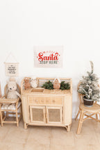 Christmas Banner Santa Stop Here, Kids Fabric Tapestry
