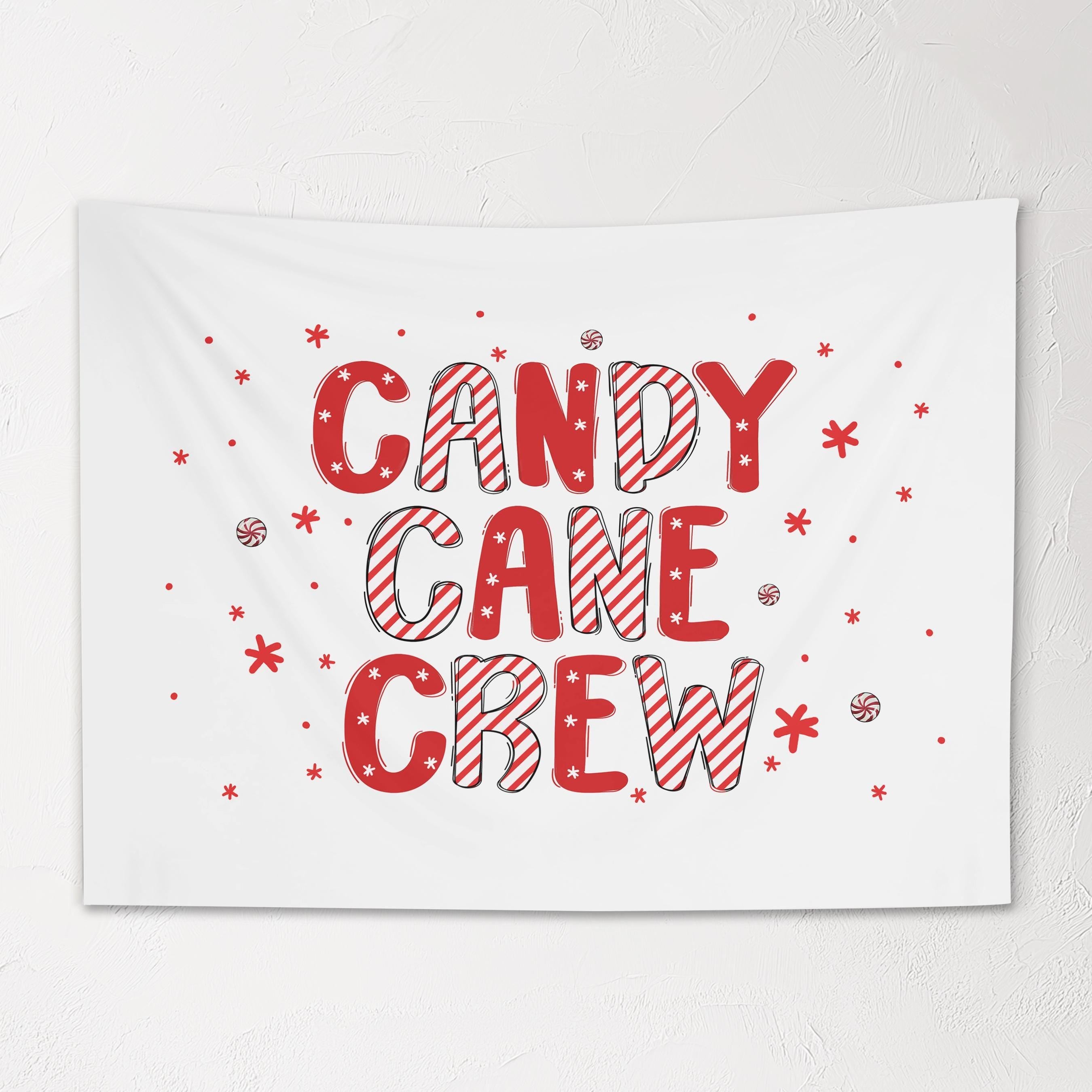 Christmas Banner, Candy Cane Crew, Kids Fabric Tapestry