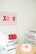 Fabric Tapestry Banner, XOXO, Kids Wall Art Room Decor, Childrens Wall Art