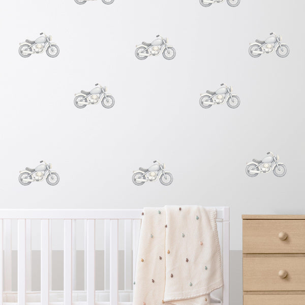 Motorcycle Wall Decals, Nursery Wall Decor, Classic Motorcycle Wall Stickers