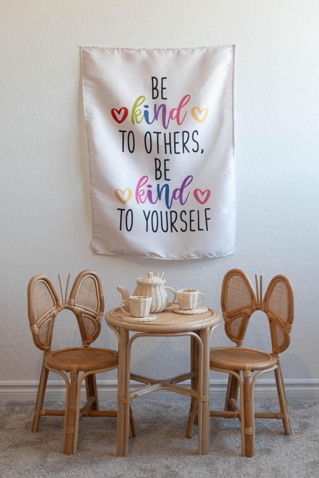 Fabric Tapestry Banner, Be Kind, Kids Wall Art Room Decor, Children's Wall Art