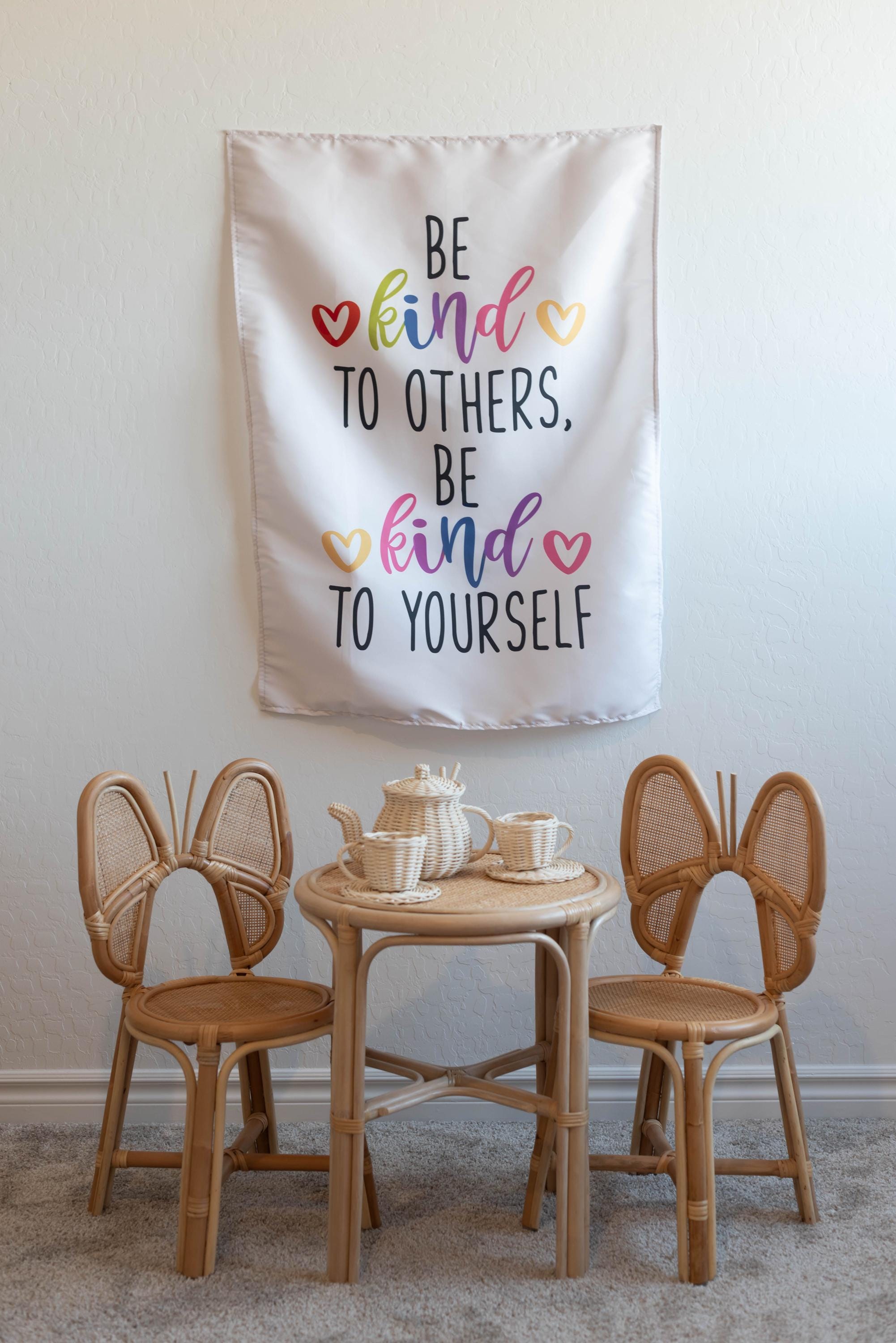 Fabric Tapestry Banner, Be Kind, Kids Wall Art Room Decor, Children's Wall Art