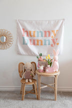 Hunny Bunny Fabric Tapestry Banner: Kids Room Wall Decor