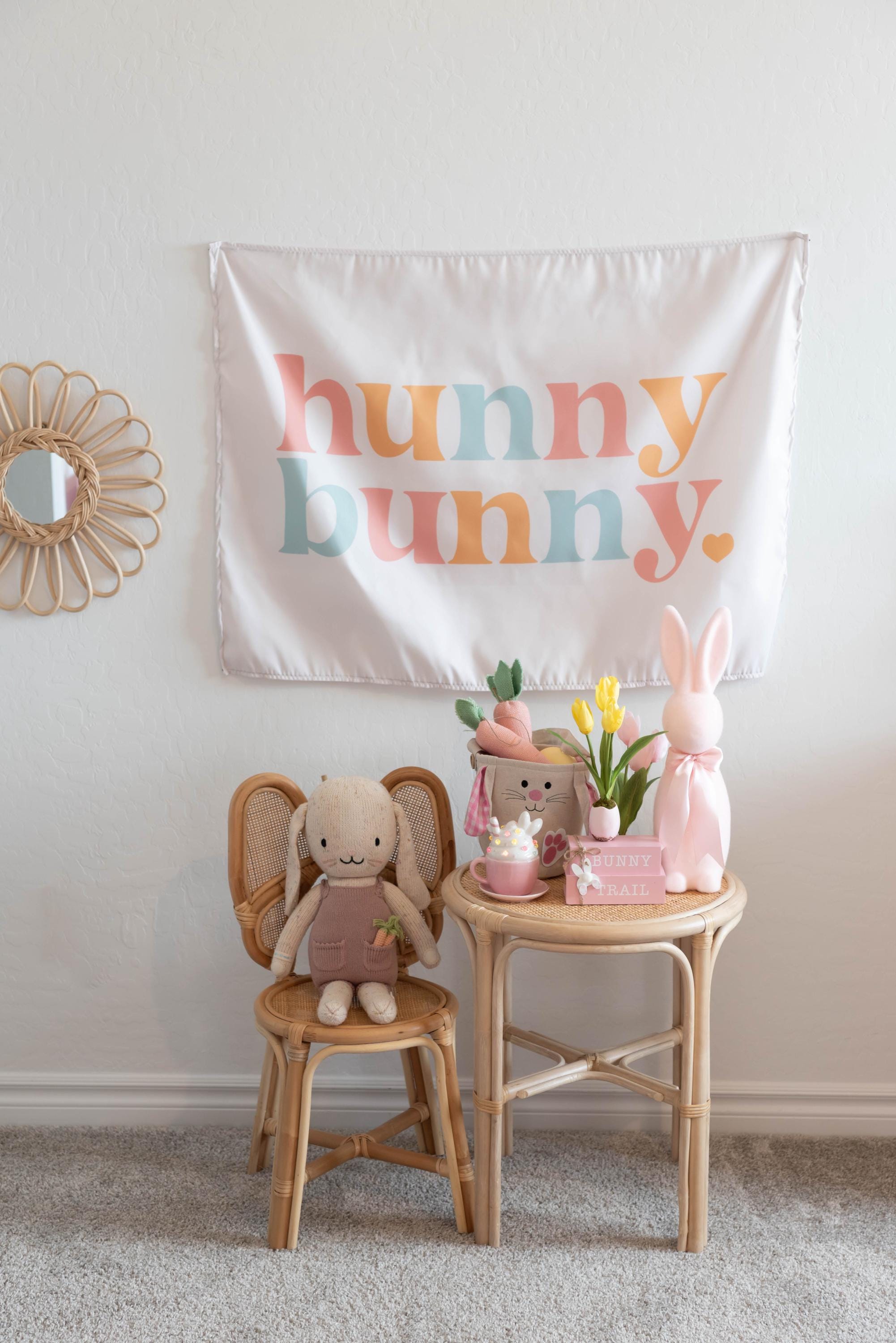 Hunny Bunny Fabric Tapestry Banner: Kids Room Wall Decor