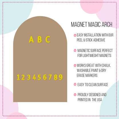 Magnet Magic Arch - Pink Daisy Floral Magnetic Wall Decal for Kids, Wall Decal