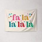 Christmas Banner, Fa La La La La, Festive Kids Fabric Tapestry,  Room Decor
