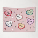 Fabric Tapestry Banner, Conversation Hearts , Kids Wall Art Room Decor, Children's Wall Art